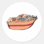 Speedboot Illustratie Leuk Nautische Boot Design Ronde Sticker (Voorkant)