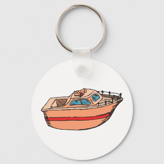 Speedboot Illustratie Leuk Nautische Boot Design Sleutelhanger (Voorkant)