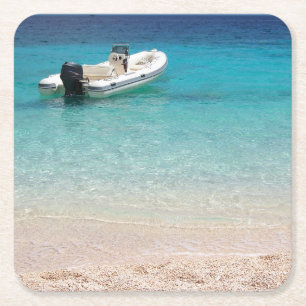 Speedboot in het blauwe zee onderzetter