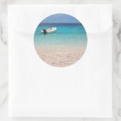 Speedboot in het blauwe zee ronde sticker (Tas)