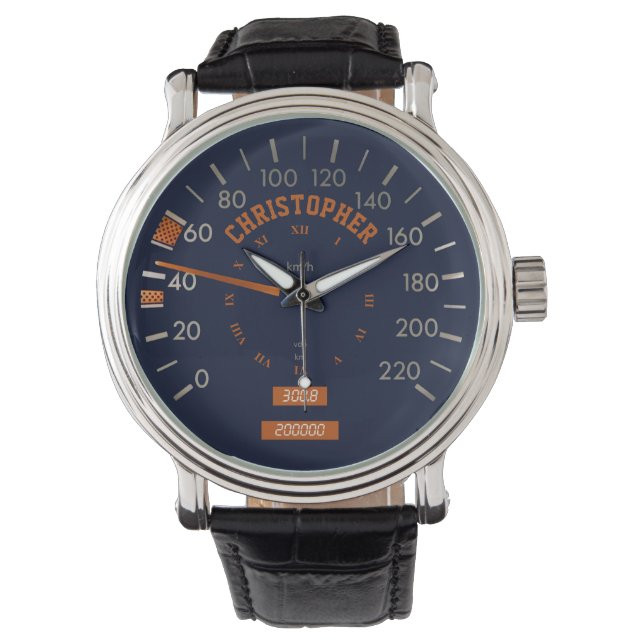 Speedometer bleu sur tableau de bord Montres homme (devant)