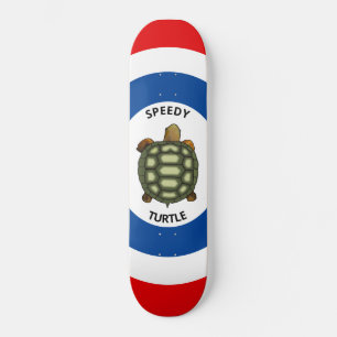 Speedschildpad in blauw, rood en wit skateboard