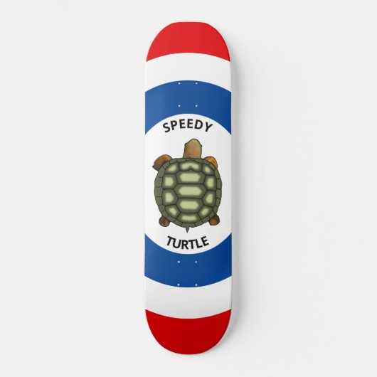 Speedschildpad in blauw, rood en wit skateboard (Voorkant)