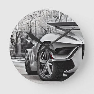 Speedway Elegance: Klassieke auto liefhebber Wall  Ronde Klok