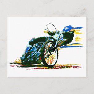 Speedway Motorcycle Racer Painting Briefkaart