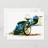 Speedway Motorcycle Racer Peinture Carte postale (Devant / Derrière)