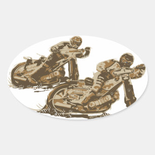 Speedway Motorcycle Racers Ovale Sticker