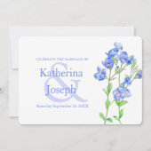 Speedwell fleur aquarelle bleu invitation mariage (Devant)
