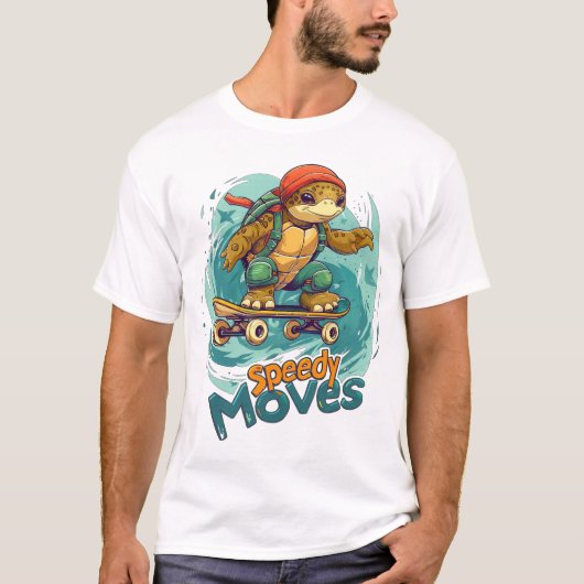 Speedy Moves Skateboarden Schildpadontwerp - Leuk T-shirt (Voorkant)