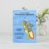 Speedy Rocket Seahorse Verjaardagsuitnodiging Kaart (Staand voorkant)