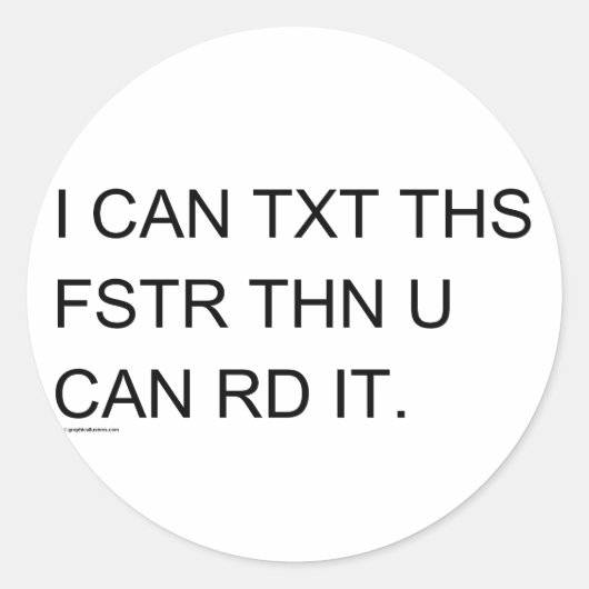 Speedy Texter Ronde Sticker (Voorkant)