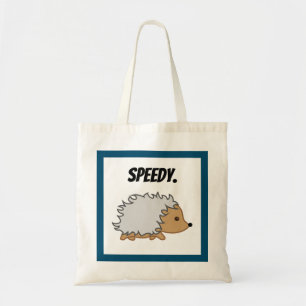 Speedy the Hedgehog, Funny Fast Animal Cartoon Tote Bag