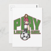 Speel als een meisje voetbal briefkaart (Voorkant / Achterkant)