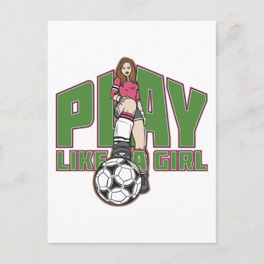 Speel als een meisje voetbal briefkaart (Voorkant)
