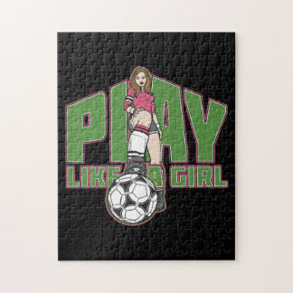 Speel als een meisje voetbal legpuzzel