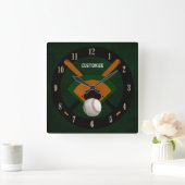 Speel bal Baseball Square Wall klok (Huis)