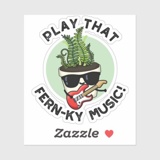 Speel dat Fern-ky Music Funny Plant Pun Sticker (Vel)