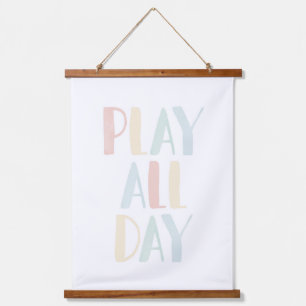 Speel de hele dag pasta regenboogmeisjes hangend wandkleed
