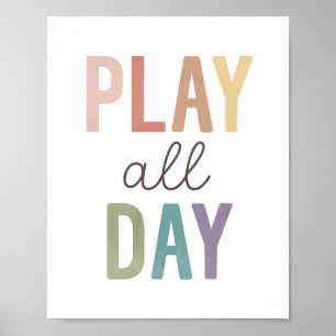 Speel de hele dag Regenboog Poster