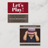 Speel de speeldatum van het kind af vierkante visitekaartje (Voorkant / Achterkant)