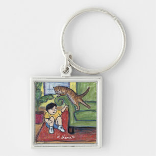 Speel games Kat aangepaste Art Sleutelhanger