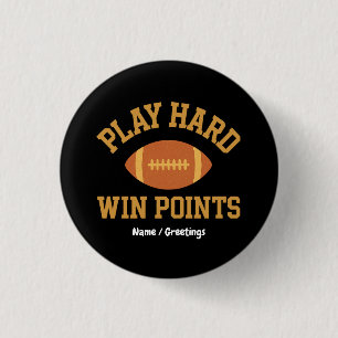 Speel Hard, Win Punten Retro Game Day Sporten Ronde Button 3,2 Cm
