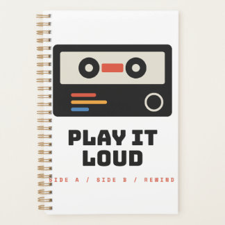Speel het hard Retro Cassettespelers Muziek Gouden Planner