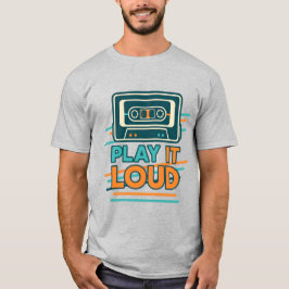Speel het luide retro cassette vet ontwerp t-shirt