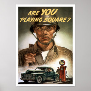 Speel je vierkant — Tweede Wereldoorlog Poster