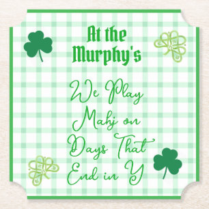 Speel Mahjong Days End Y Watercolor Shamrocks Kartonnen Onderzetters