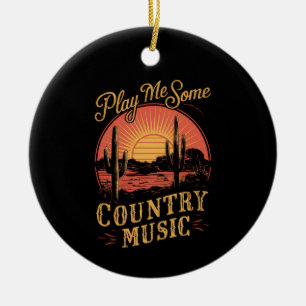 Speel Me Wat Country Music Western Cowboy Antiek Keramisch Ornament