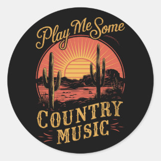Speel Me Wat Country Music Western Cowboy Vintage Ronde Sticker