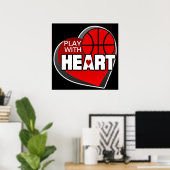 Speel met hart Basketball-Poster Poster (Thuiskantoor)