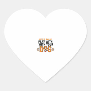 Speel Met Je Hond Grappige Vintage Gravure Ontwerp Hart Sticker