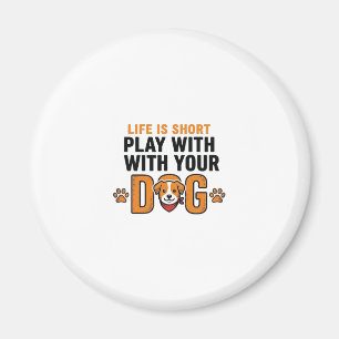 Speel Met Je Hond Grappige Vintage Gravure Ontwerp Magneet
