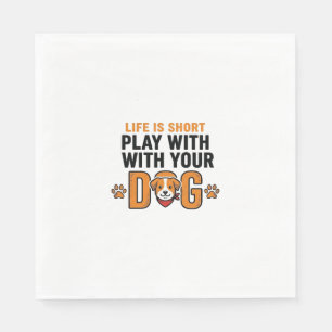 Speel Met Je Hond Grappige Vintage Gravure Ontwerp Servet