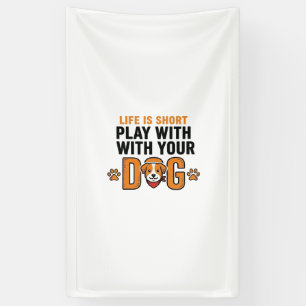 Speel Met Je Hond Grappige Vintage Gravure Ontwerp Spandoek