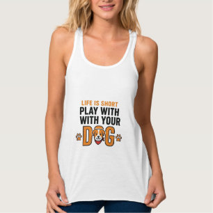 Speel Met Je Hond Grappige Vintage Gravure Ontwerp Tanktop