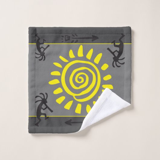Speel met uw kleurenkrans Gray Kokopelli Bath Towe Bad Handdoek (Wasdoekje)