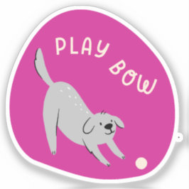 Speel nu schattige geïllustreerde hond fuchsia sticker