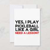 Speel Pickleball als een meisje dat les nodig heef Bedankkaart (Voorkant)
