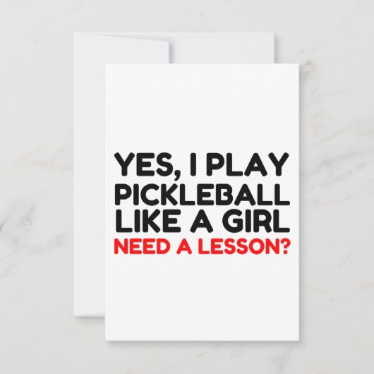 Speel Pickleball als een meisje dat les nodig heef Bedankkaart (Voorkant)