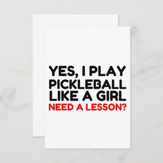 Speel Pickleball als een meisje dat les nodig heef Bedankkaart (Voorkant / Achterkant)