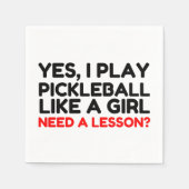 Speel Pickleball als een meisje dat les nodig heef Servet (Voorkant)