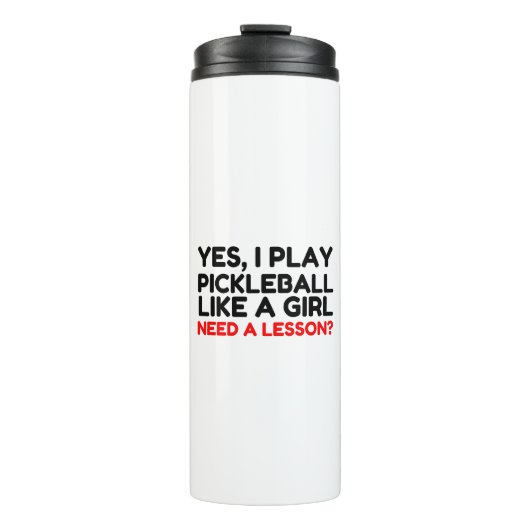 Speel Pickleball als een meisje dat les nodig heef Thermosbeker (Voorkant)