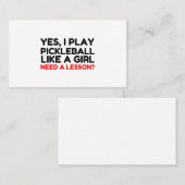 Speel Pickleball als een meisje dat les nodig heef Visitekaartje (Voorkant / Achterkant)