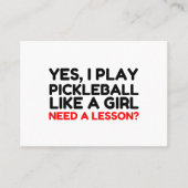 Speel Pickleball als een meisje dat les nodig heef Visitekaartje (Voorkant)