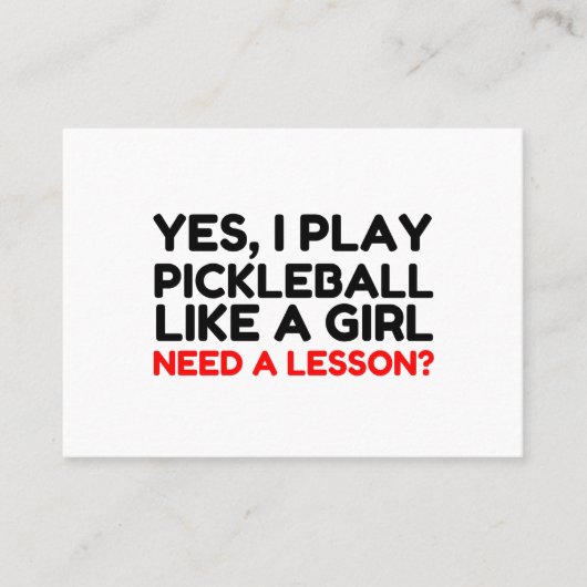 Speel Pickleball als een meisje dat les nodig heef Visitekaartje (Voorkant)