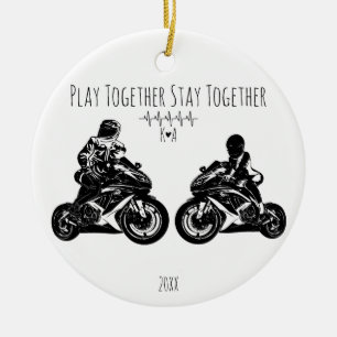Speel Samen...Persoonlijke Motorfiets Keramisch Ornament