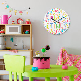 Speel tijd Kleurrijke Kinder Crayon Circles Square Vierkante Klok